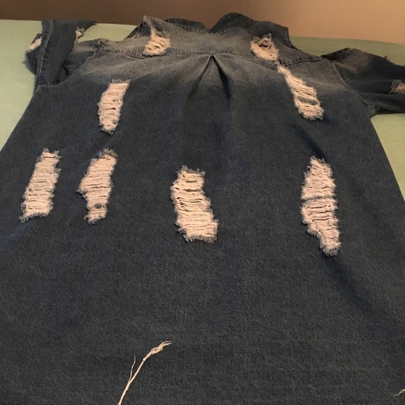 Denim blue jean button up shirt - Picture 3 of 5